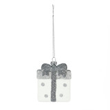 White and Silver Gift Hanging Decoration (7.5cm) White and Silver Gift Hanging Decoration (7.5cm)