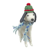 Felt Dog with Scarf and Hat Hanging Decoration (13cm) Felt Dog with Scarf and Hat Hanging Decoration (13cm)