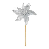 Silver Glitter Poinsettia Stem (67cm) Silver Glitter Poinsettia Stem (67cm)