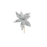 Silver Glitter Poinsettia Pick (32cm) Silver Glitter Poinsettia Pick (32cm)