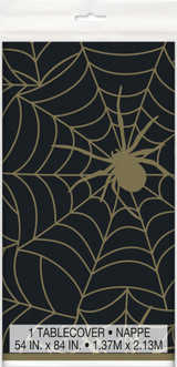 Black and Gold Spider Web Plastic Tablecover (54 x 84 Inch) Black and Gold Spider Web Plastic Tablecover (54 x 84 Inch)