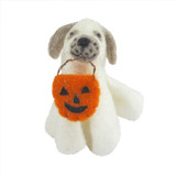 Felt Dog Holding Pumpkin Hanging Decoration (10cm) Felt Dog Holding Pumpkin Hanging Decoration (10cm)