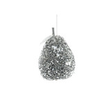 Silver Glitter Hanging Pear (80mm) Silver Glitter Hanging Pear (80mm)
