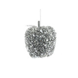 Glittered Hanging Apple - Silver (8cm)