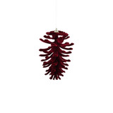 Flocked Pine Cone Hanging Decoration - Burgundy (13cm) Flocked Pine Cone Hanging Decoration - Burgundy (13cm)