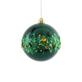 Electroplated Bauble with Glitter & Gems - Green/Gold (15cm) Electroplated Bauble with Glitter & Gems - Green/Gold (15cm)