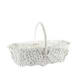 White Oval Split Willow Basket with Handle and Liner (42cm) White Oval Split Willow Basket with Handle and Liner (42cm)
