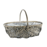 Grey Oval Split Willow Basket Handle and Liner (42cm) Grey Oval Split Willow Basket Handle and Liner (42cm)