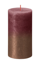 Velvet Red & Copper Rustic Pillar Candle 