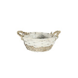 Two Tone Round Softwood & Seagrass Basket with Ears (20cm)