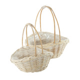 White Oval Basket with Double Handles (Set of 2) White Oval Basket with Double Handles (Set of 2)