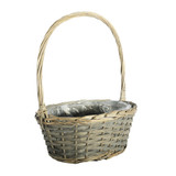 Grey Wash Oval Woodchip Basket (32cm Dia)