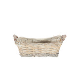 White Wash Rectangle??Woven Basket with Handles (Small) White Wash Rectangle??Woven Basket with Handles (Small)
