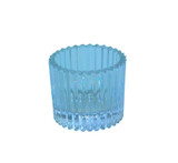 Blue Harrison Ribbed Glass Tealight Holder (4.5cm) Blue Harrison Ribbed Glass Tealight Holder (4.5cm)