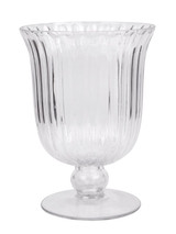 Clear Rochelle Fluted Stemmed Hurricane Glass Vase (21cm) Clear Rochelle Fluted Stemmed Hurricane Glass Vase (21cm)