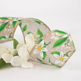 Natural Floral Harmony Wired Hessian Ribbon 63mm