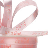Pink Its a Girl Satin Ribbon 10mm  Pink Its a Girl Satin Ribbon 10mm