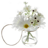 Posy in Glass Jar - Wild Flowers with Foliage (White)