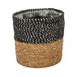Natural & Black Seagrass Basket with Liner (16 x 16cm) Natural & Black Seagrass Basket with Liner (16 x 16cm)