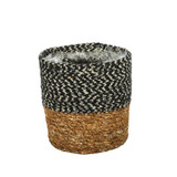 Natural & Black Seagrass Basket with Liner (12 x 12cm) Natural & Black Seagrass Basket with Liner (12 x 12cm)
