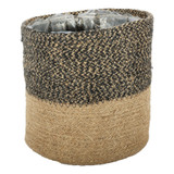 Black & Natural Jute Braided Rope Basket (20 x 20cm)