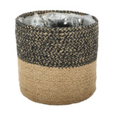 Black & Natural Jute Braided Rope Basket (18 x 18cm)