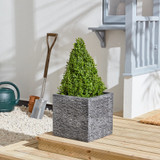 Pewter Square Slate Effect Planter (30cm)