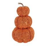 Orange Beaded 3 Pumpkin Stack (34cm)