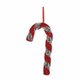 Red & Silver Sequin Candy Cane Hanging Decoration (30cm) Red & Silver Sequin Candy Cane Hanging Decoration (30cm)
