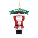 Glitter Santa with Merry Christmas Plaque Hanging Ornament (11cm)