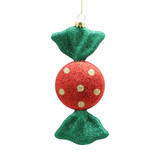 Red & Green Glitter Dotty Candy Sweet Hanging Ornament (15cm)