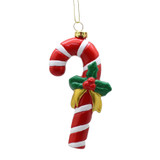 Red & White Candy Cane with Holly Hanging Ornament (12cm) Red & White Candy Cane with Holly Hanging Ornament (12cm)