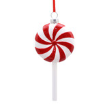 Red & White Swirled Candyland Hanging Lollipop Ornament (13cm)