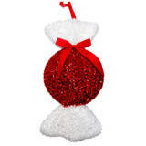 Red & White Tinsel Glitter Round Candy Sweet with Bow Hanging Decoration (15cm) Red & White Tinsel Glitter Round Candy Sweet with Bow Hanging Decoration (15cm)