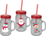 Christmas Mason Jar & Straw (Assorted) Christmas Mason Jar & Straw (Assorted)