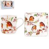 Winter Robins Mug & Coaster Set