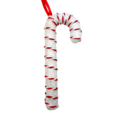 White Tinsel Glitter Candy Cane Hanging Decoration (20cm)