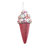 Pink Glitter Ice Cream Cone Hanging Decoration (15cm) Pink Glitter Ice Cream Cone Hanging Decoration (15cm)