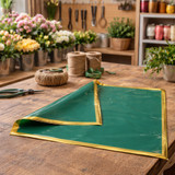 Korean Style Pre Cut Cello Wrap Sheets - Green with Gold Border (100 Sheets)