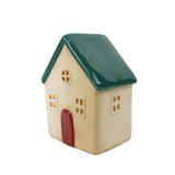 Green Stoneware House LED Ornament (10cm)
