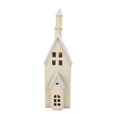 White/Grey LED Stoneware Church Ornament (30cm)