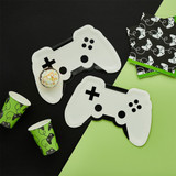 White & Black Controller Shaped Paper Plates (8Pk)