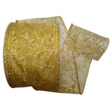 Detailed Gold Organza Ribbon 63mm