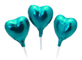 Turquoise Foil Chocolate Heart Lollipop Turquoise Foil Chocolate Heart Lollipop