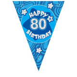Blue Holographic 80th Birthday Banner Blue Holographic 80th Birthday Banner