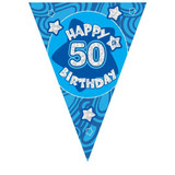Blue Holographic 50th Birthday Banner Blue Holographic 50th Birthday Banner
