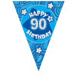 Blue Holographic 90th Birthday Banner Blue Holographic 90th Birthday Banner