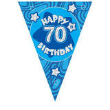 Blue Holographic 70th Birthday Banner Blue Holographic 70th Birthday Banner