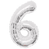 Silver 6 Big Number Balloon 34inch