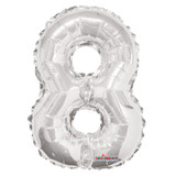 Silver Number 8 Balloon 14inch Silver Number 8 Balloon 14inch